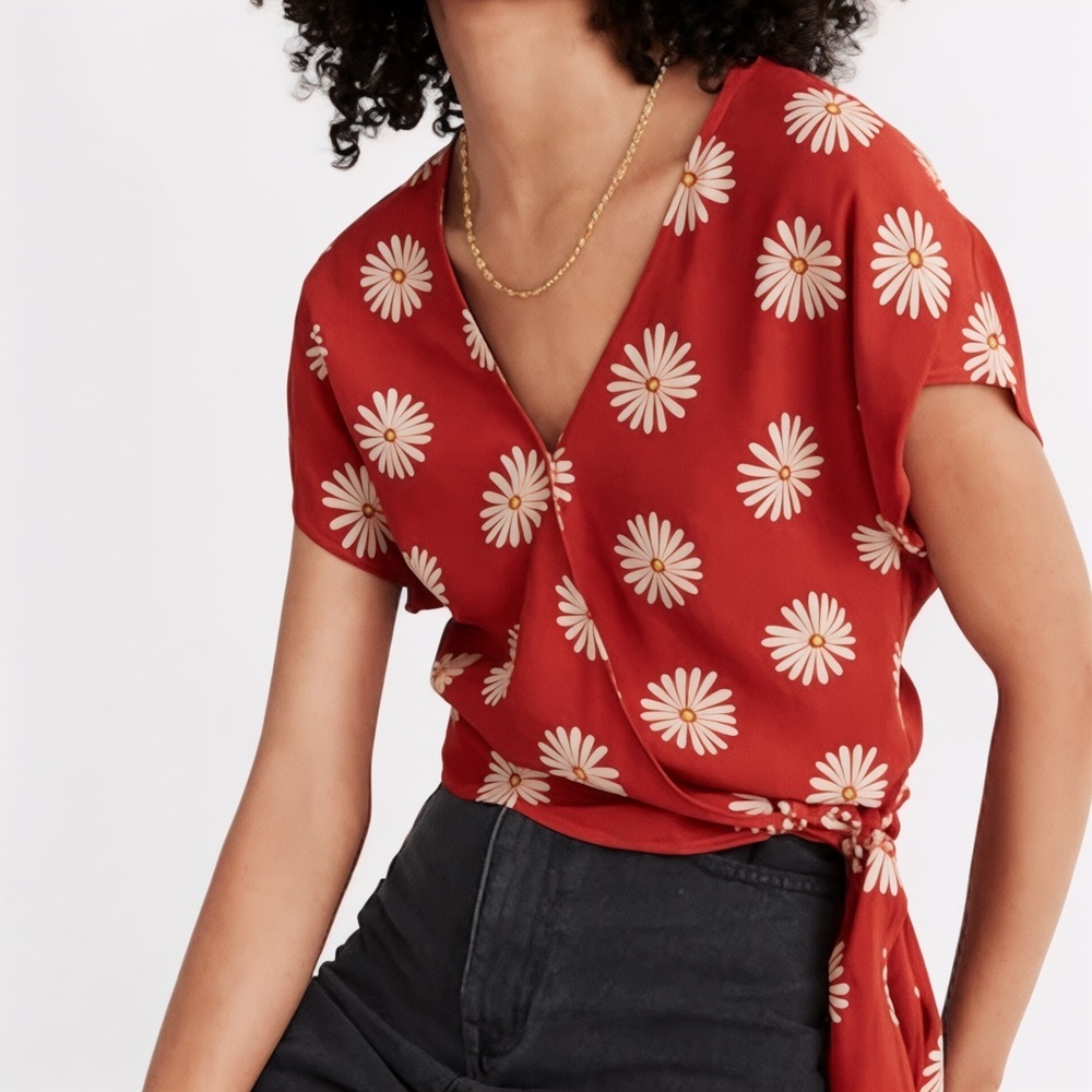 Madewell Daisy Daydream Wrap Top in Etruscan Clay - Size S​